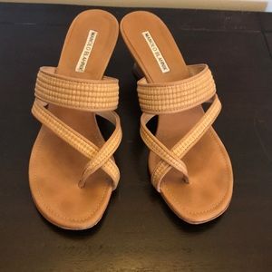 Manolo Blahnik Tan Wedge Sandals